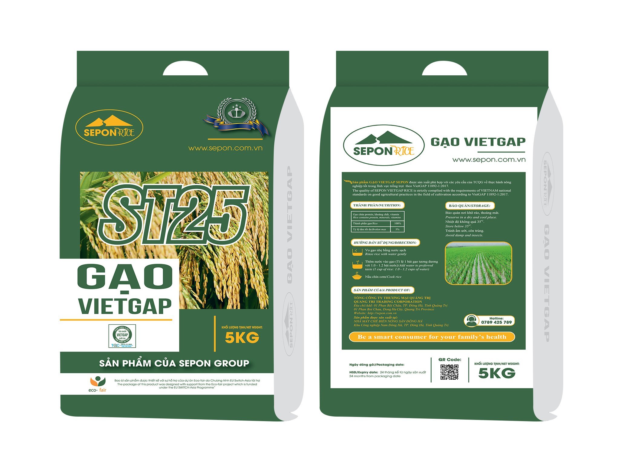 Gạo vietgap sepon - giống gạo st25- gạo ngon nhất thế giới. 5kg