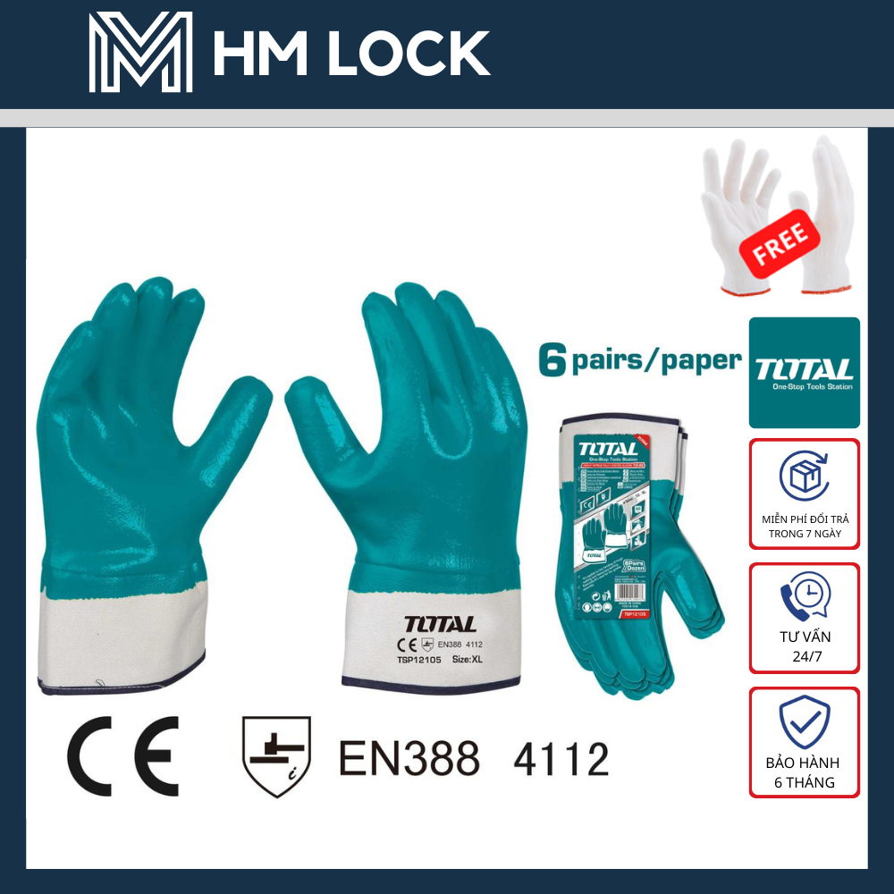 Găng tay cao su tổng hợp total - tsp12105 - hm lock