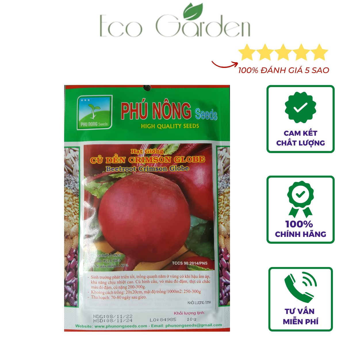 Hạt giống củ dền đỏ phú nông - 10g