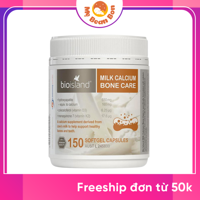 Canxi sữa hữu cơ Bone Care Bioisland Milk Calcium hộp 150 viên ÚC