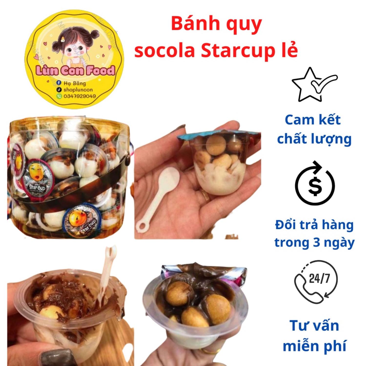 Lẻ 1 cốc bánh quy socola viên star cup thá¡ lan - lùn con food