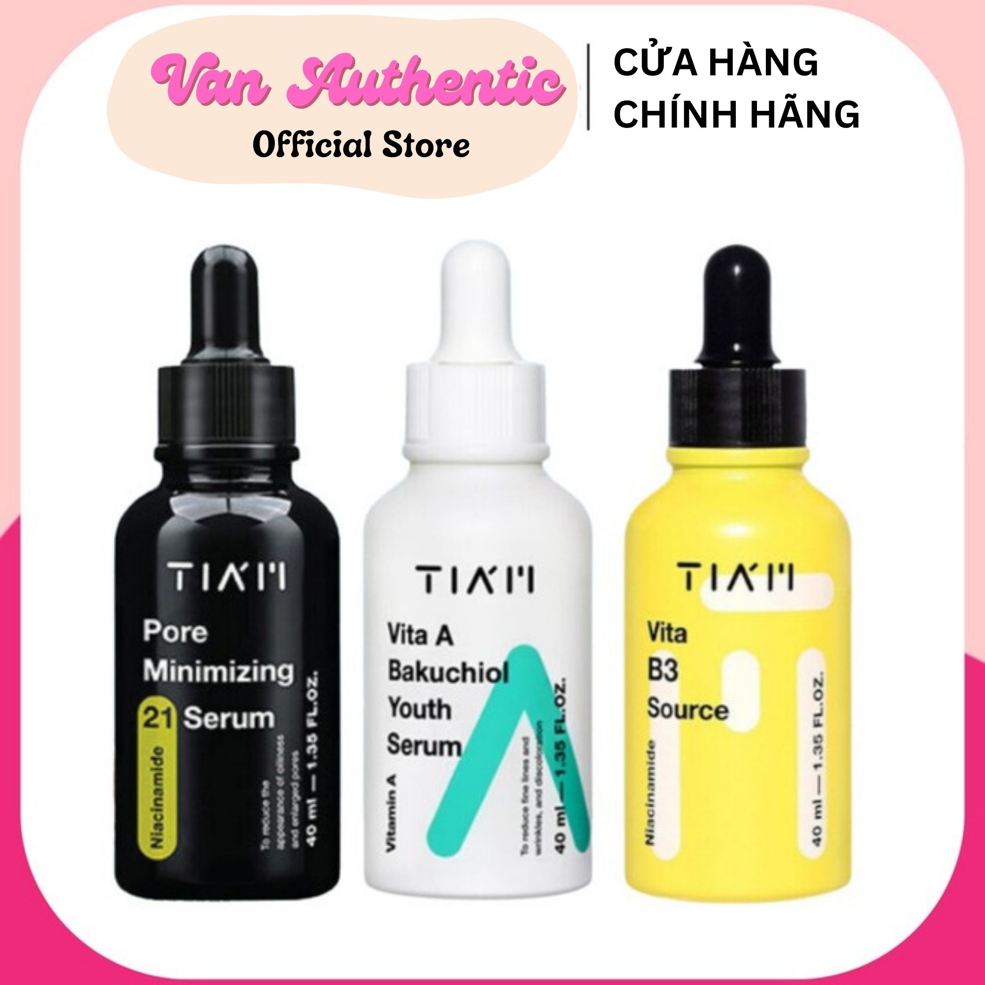 Serum tiam tinh chất dưỡng trắng da, giảm thâm nám, phục hồi da sau mụn tiam vita b3 source serum 40ml