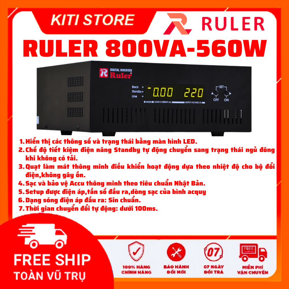 [Hàng Chính Hãng Việt Nam] Bộ chuyển điện từ 12 lên 220V sine chuẩn 750va 500w chạy 12v