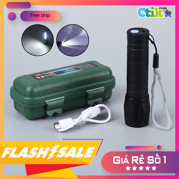 Đèn pin police đèn mini t1 3 chế độ sáng full box có zoom, đèn pin mini siêu sáng cao cấp, đèn pin dã ngoại, đèn pin đa dụng, đèn pin mini, đèn cầm tay