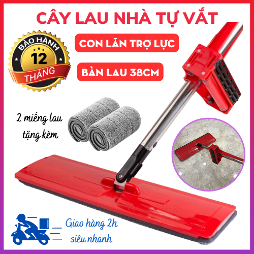 Cây lau nhà tự vắt thông minh không cần thùng - Cán inox dài 125cm - Xoay 360 độ vắt nhẹ , khô nhanh - Tặng 2 bông lau - Bảo hành 12 tháng