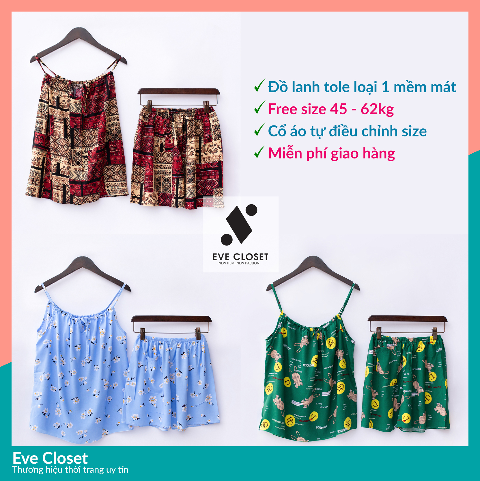 Đồ bộ nữ, đồ bộ lanh nữ, đồ bộ ngủ, đồ nữ mặc nhà freesize 40-62kg - women homewear pijamas - evecloset
