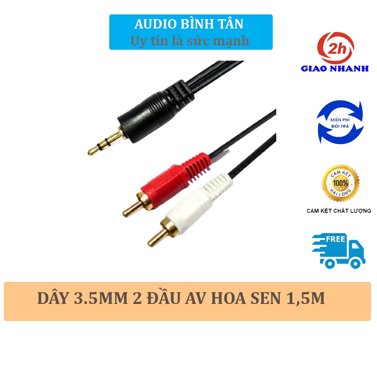 [HCM]Dây 3.5mm ra 2 đầu hoa sen dây mềm dẻo lõi đồng kết nối âm thanh chân thực hoàn hảo