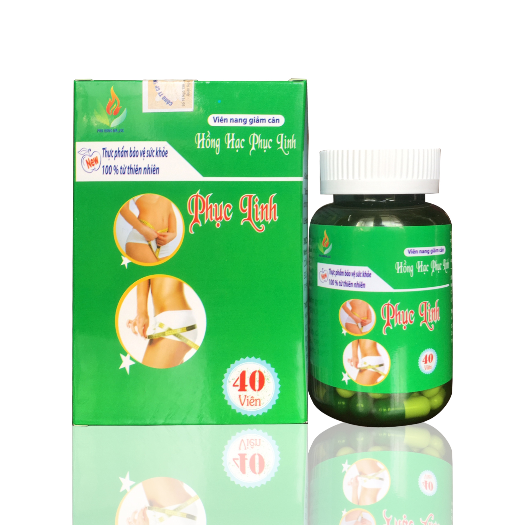 [HCM]Viên Uống Giảm Cân Hồng Hạc Phục Linh (Hộp 40 Viên) Da Đẹp Dáng Xinh