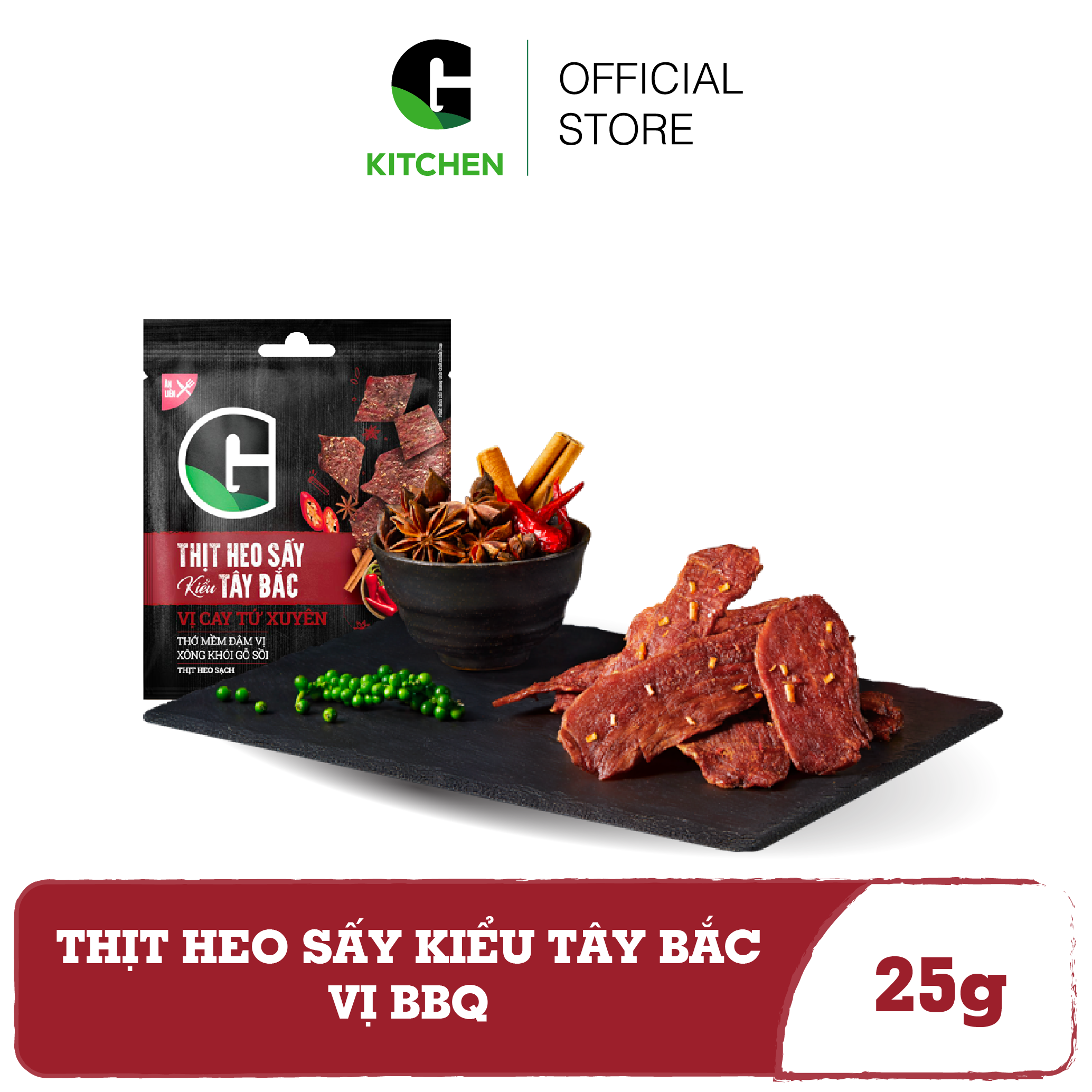 [Giao nội thành HCM] Thịt Heo Sấy Kiểu Tây Tắc Vị Tứ Xuyên G Kitchen 25g