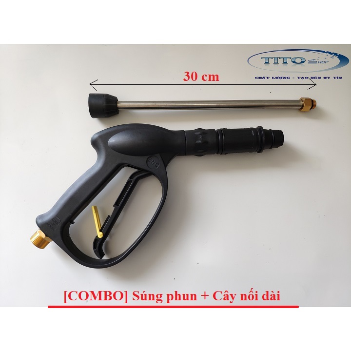 [COMBO] Súng phun + Cây nối dài inox 30cm - Phụ kiện máy rửa xe