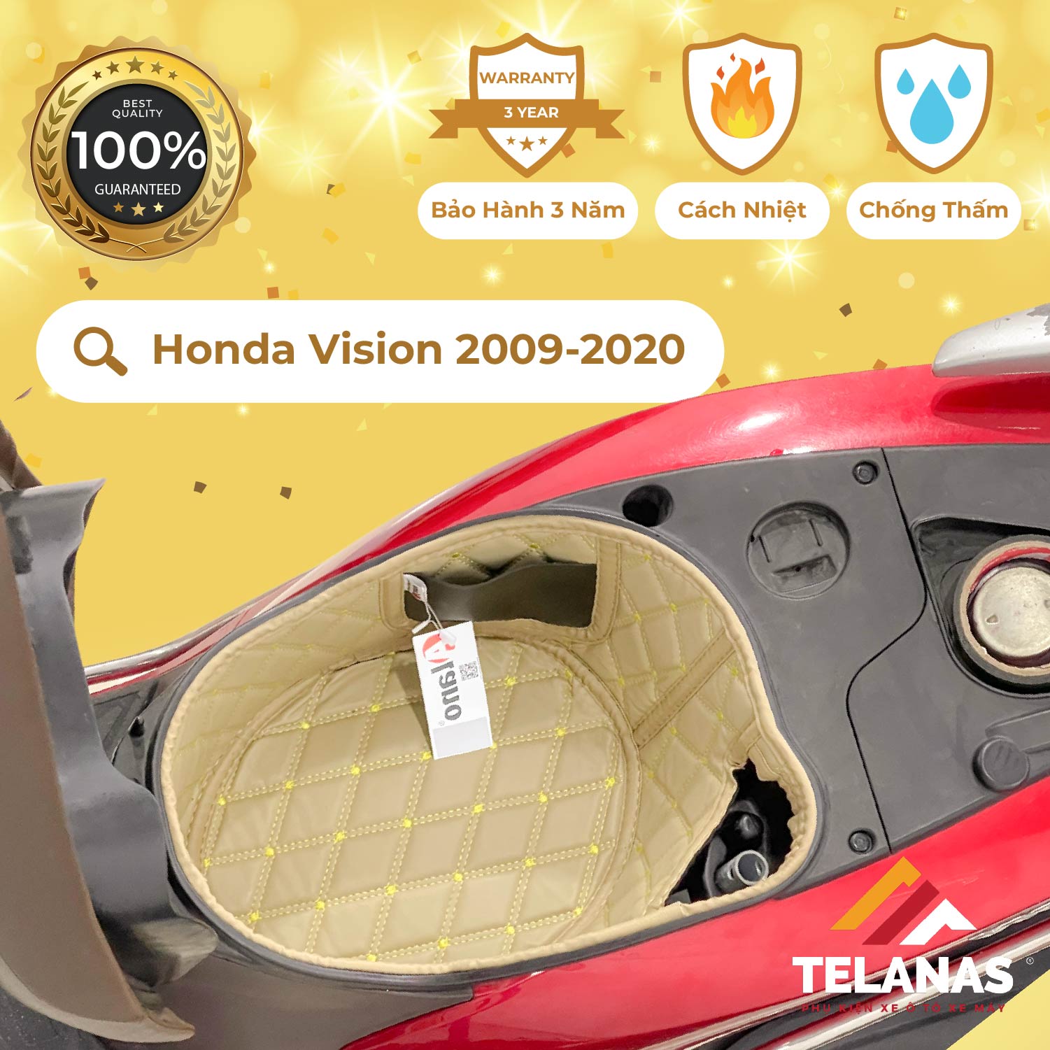 Lót Cốp Cách Nhiệt, đệm lót cốp xe máy TELANAS - HONDA VISION 2016-2020-Giá Xưởng-Bảo Hành 3 năm  chống sốc, chống thấm nước, tránh trầy xước
