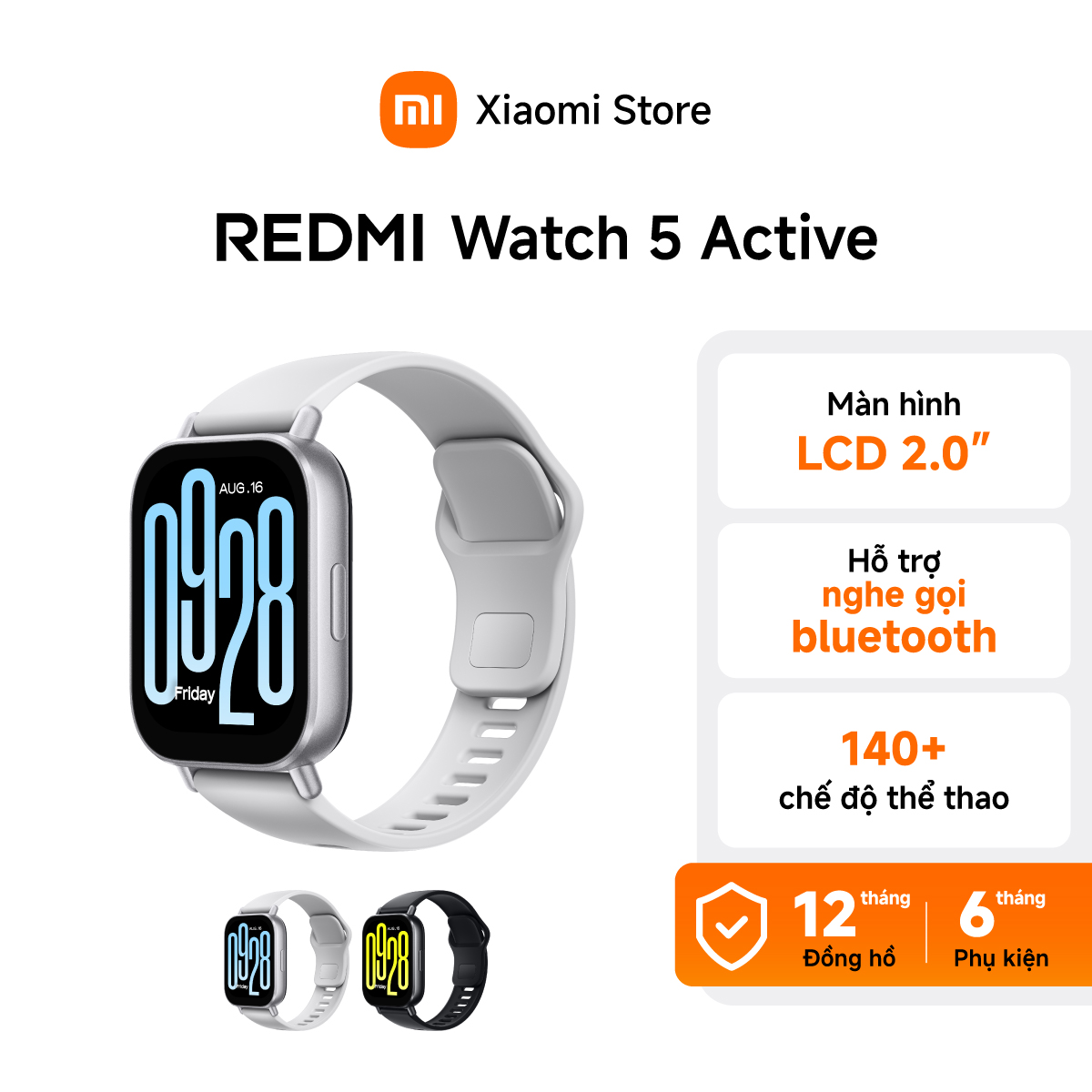 Xiaomi Đồng hồ thông minh Redmi Watch 5 Active | LCD 2'' | Nghe gọi bluetooth | Kháng nước 5ATM - BH 1 năm chính hãng