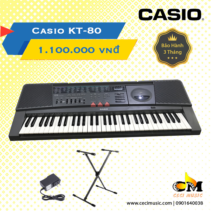 Đàn Organ Casio KT80 hàng nội địa Nhật. Like new 90%. Bảo hành 3 tháng. Tặng kèm chân đàn 150,000đ