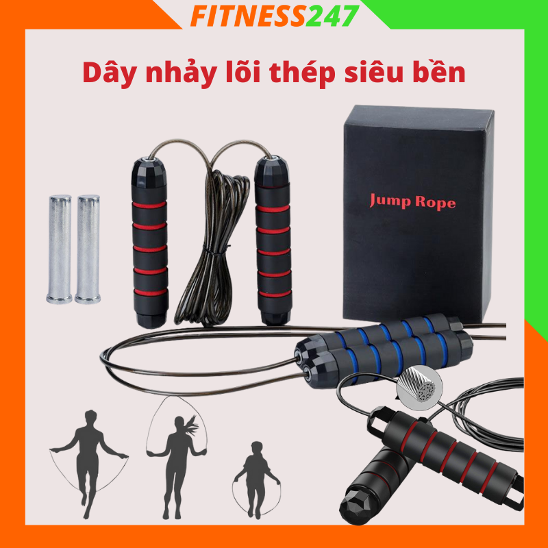 Dây nhảy thể lực lõi thép siêu chịu lực, Dây nhảy tập thể dục thể thao tại nhà, độ bền cao đốt cháy mỡ thừa