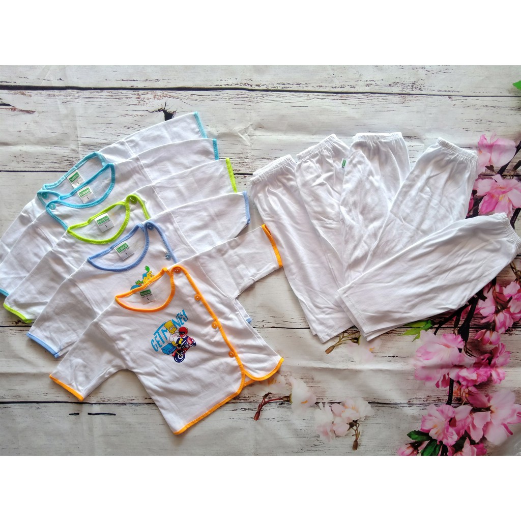 Combo 5 Bộ Đồ Đồ Cho Bé Sơ Sinh Đến 14 Ký ( Set 5 Áo Tay Dài  Nút Cài Bên 5 Quần Dài)