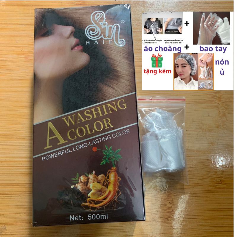 Dầu gội phủ bạc sin hair nhật bản 500ml phủ bạc màu đen nâu