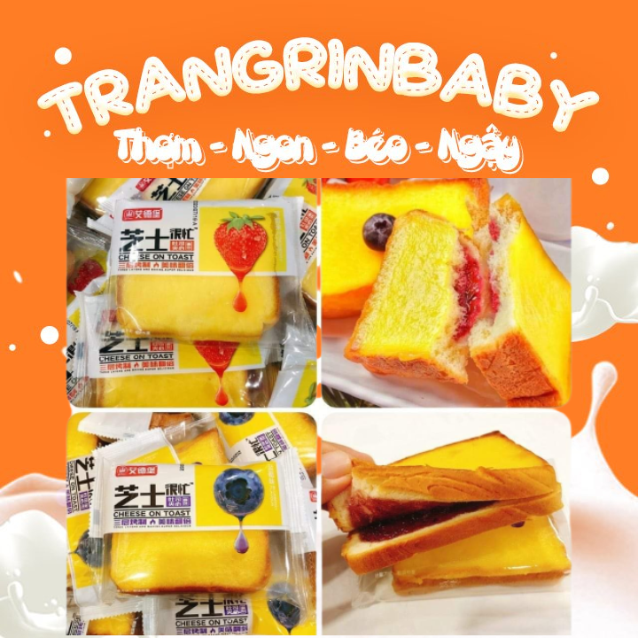 Bánh sanwich phomai sốt nhân dâu tây, việt quất siêu ngon đài loan bánh mềm, siêu ngon