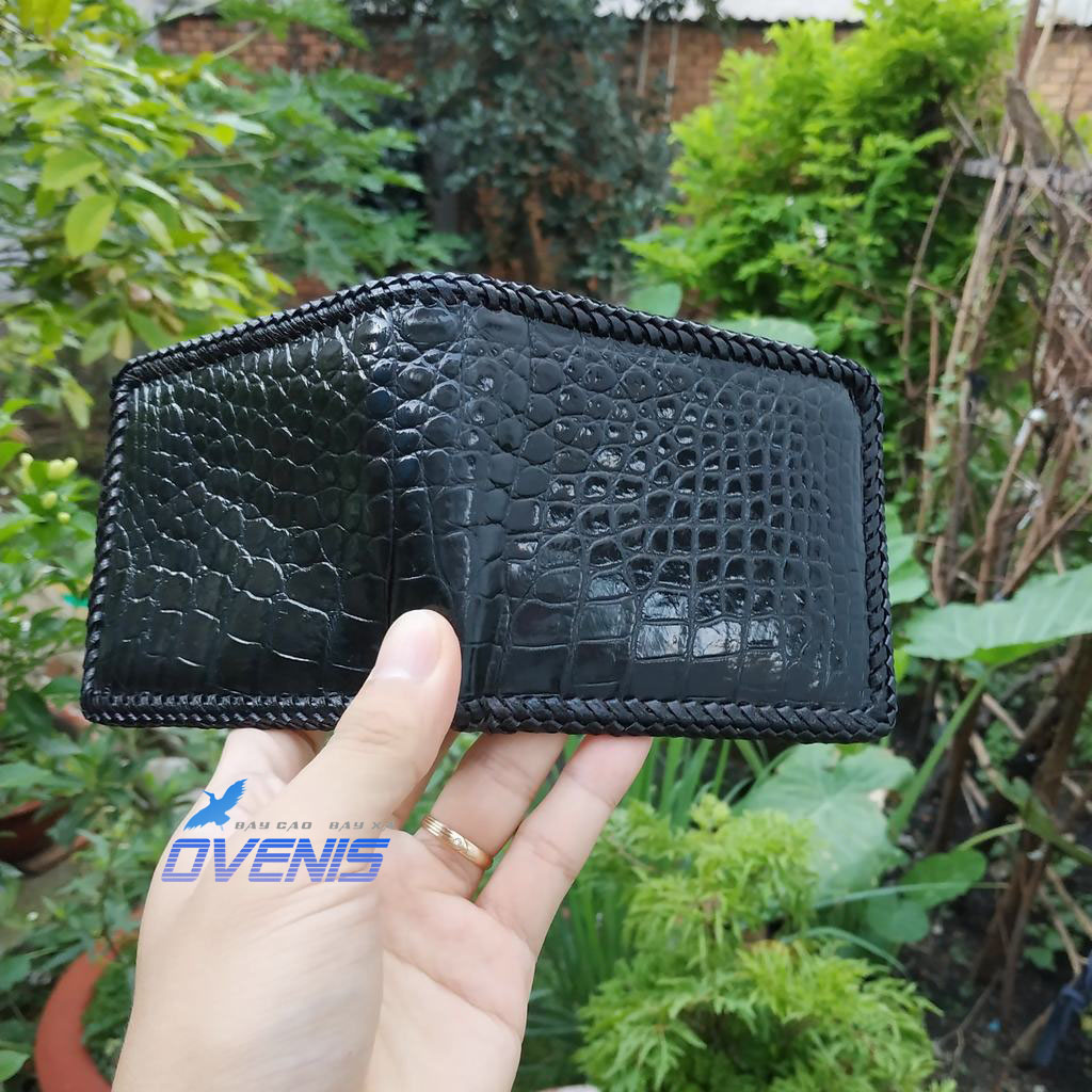 [FREE SHIP] VÍ CÁ SẤU 2 MẶT ĐAN VIỀN THỦ CÔNG CAO CẤP. CHẤT LIỆU DA CÁ SẤU THẬT 100%. MADE BY OVENIS