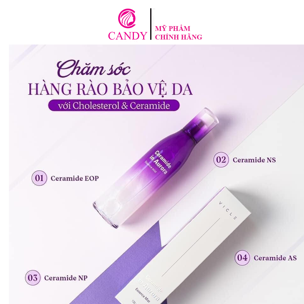 [Hoàn Tiền 8%]Xịt khoáng dưỡng chất 5 tầng Vicle Ceramide in Aurora Essence Mist
