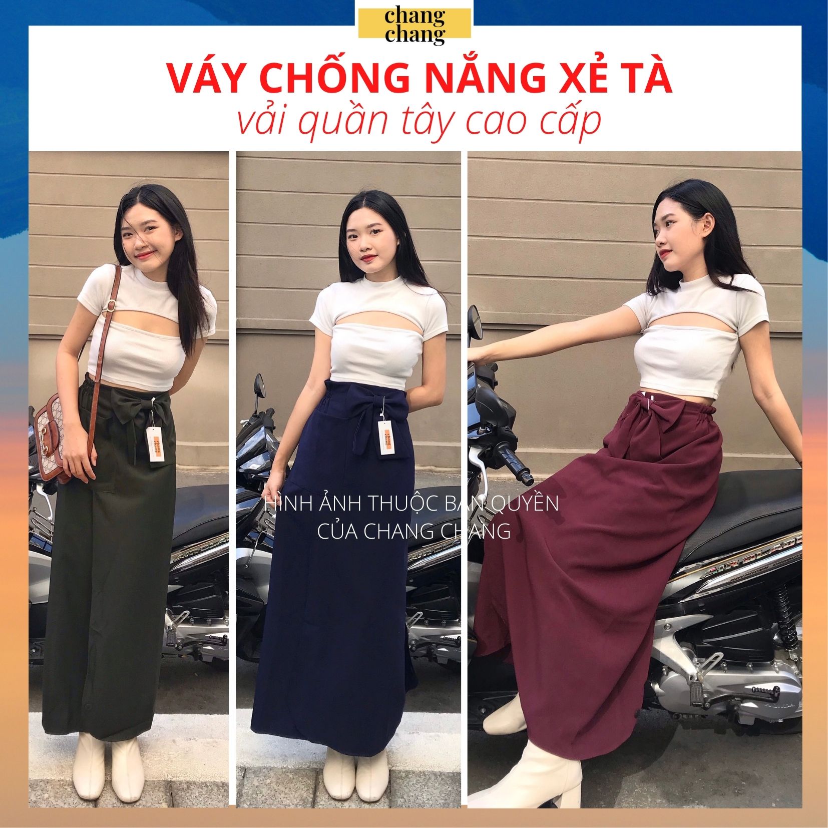 Váy chống nắng xẻ tà váy xẻ tà thời trang cao cấp | chang chang
