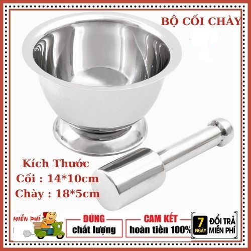 Bộ cối chày inox size lớn 14cm-Bộ cối chày inox Cối chày inox cao cấp