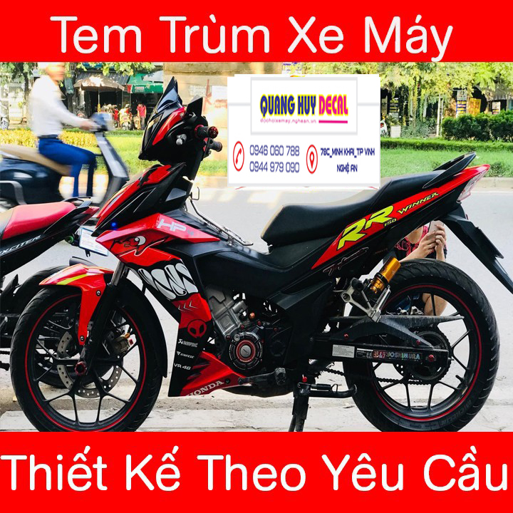 Tem trùm Winner cá mập đỏ đen shark - Độ dán team trùm decal xe máy Winner cá mập đỏ đen shark - Team trùm decal xe máy Winner rẻ đẹp và chất