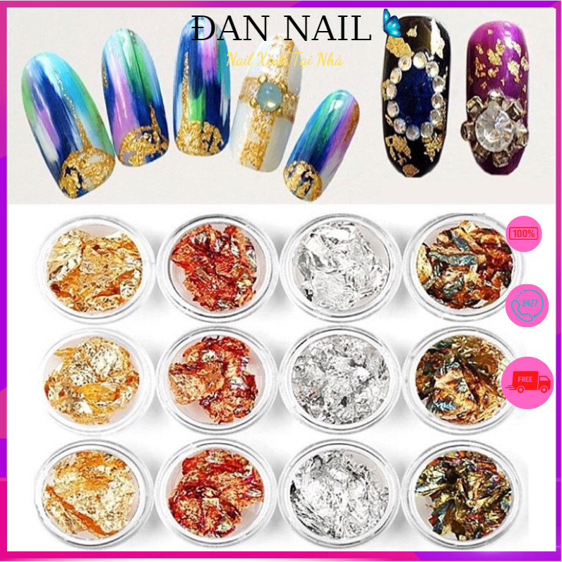 Giấy nhún vàng bạc trang trí móng - Set giấy bạc, giấy nhún ẩn gel trang trí nail