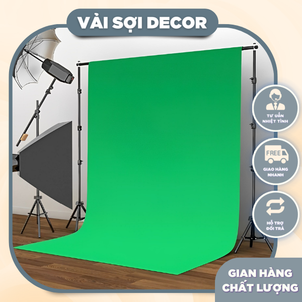 Phông vải đã may ghép xanh lá cây , phông key kt cao 2m x rộng 3,2