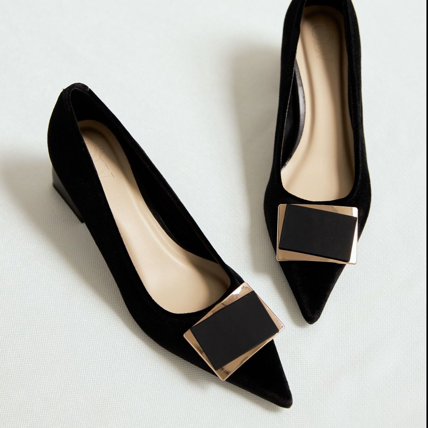 Olv - giày square detail pumps