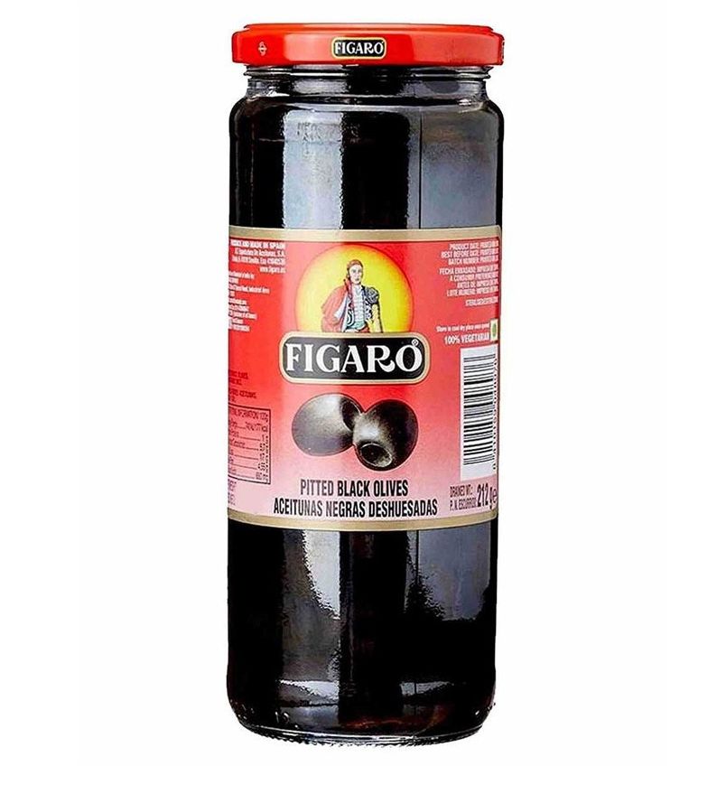 Trái Ôliu đen tách hạt ngâm Figaro Pitted Black Olive 340g (hủ thủy tinh)