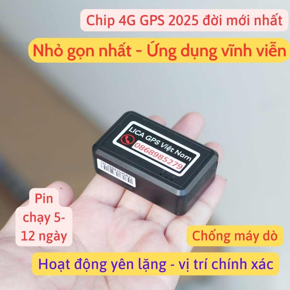 Thiết bị LICA i6 4G NEW pin 5-12 ngày thời gian chờ 1 năm độ chính xác cao - Bảo hành 12 tháng -Tặng SIM data Viettel - định vị xe máy ô tô