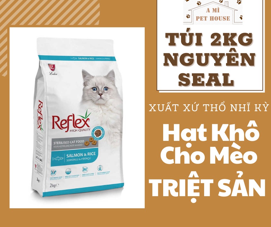 Túi 2KG Hạt khô Reflex Sterilised cho Mèo Triệt Sản vị cá hồi và gạo - Thức ăn cho mèo lớn