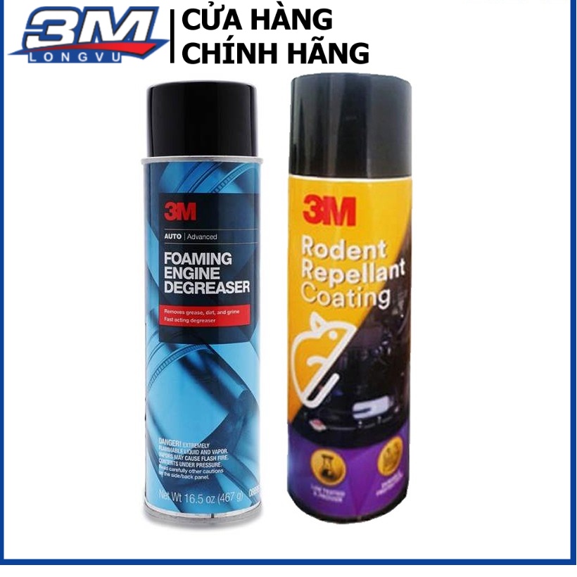 Combo dung dịch tẩy rửa khoang động cơ pn08899 + chai xịt chống chuột cắn - chăm sóc cho xe ô tô - 3m long vu