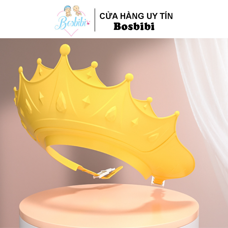 Mũ gội đầu chắn nước bảo vệ tai và mắt hình vương miện, nón tắm có thể điều chỉnh vòng đầu, chất liệu PP + TPE cao cấp