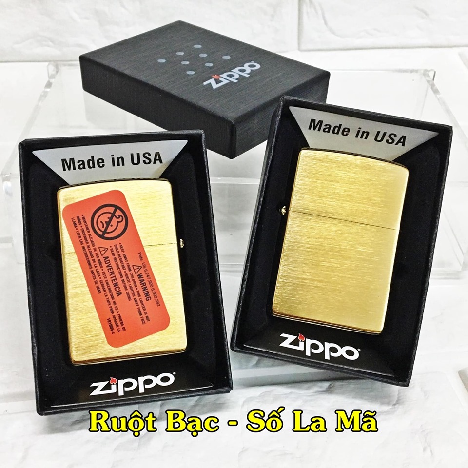 [ HÀNG XỊN ]BẬT LỬA ZIPPO MỸ SỐ LA MÃ - VÂN XƯỚC - RUỘT BẠC (CÓ TEM ĐỎ) - (XÀI XĂNG) #VÀNG 2020
