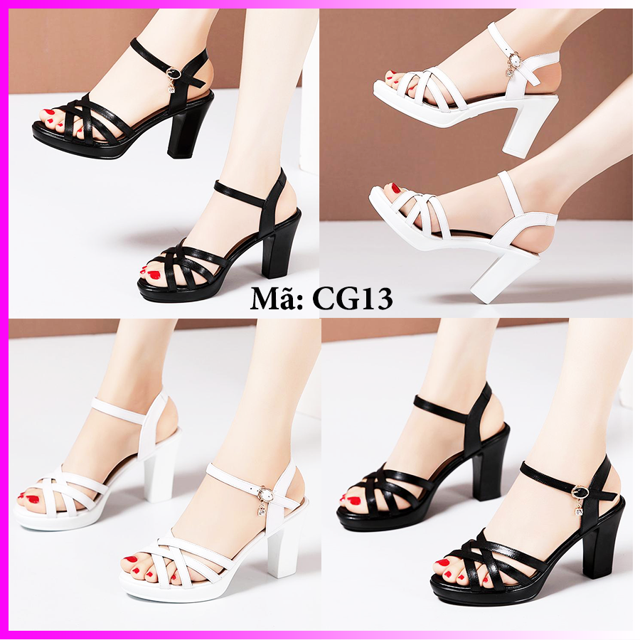 Sandal cao gót dây đan gót vuông - CG13