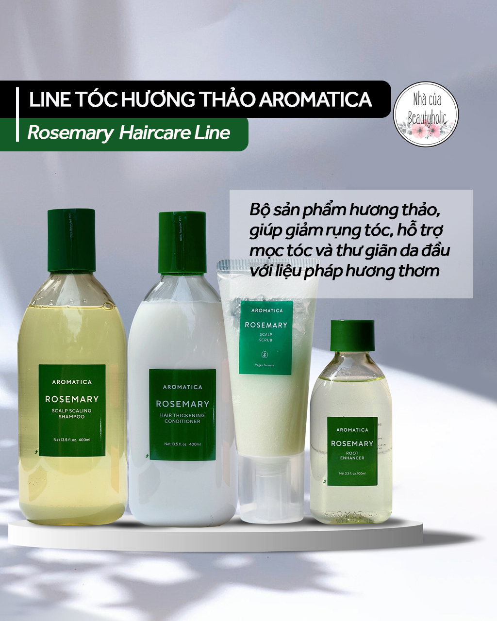 Bộ sản phẩm hương thảo chăm sóc tóc rụng yếu aromatica rosemary