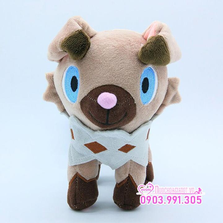 TẶNG TÚI QUÀ - GẤU BÔNG POKEMON HỆ ĐÁ CHÓ ROCKRUFF IWANKO 20CM