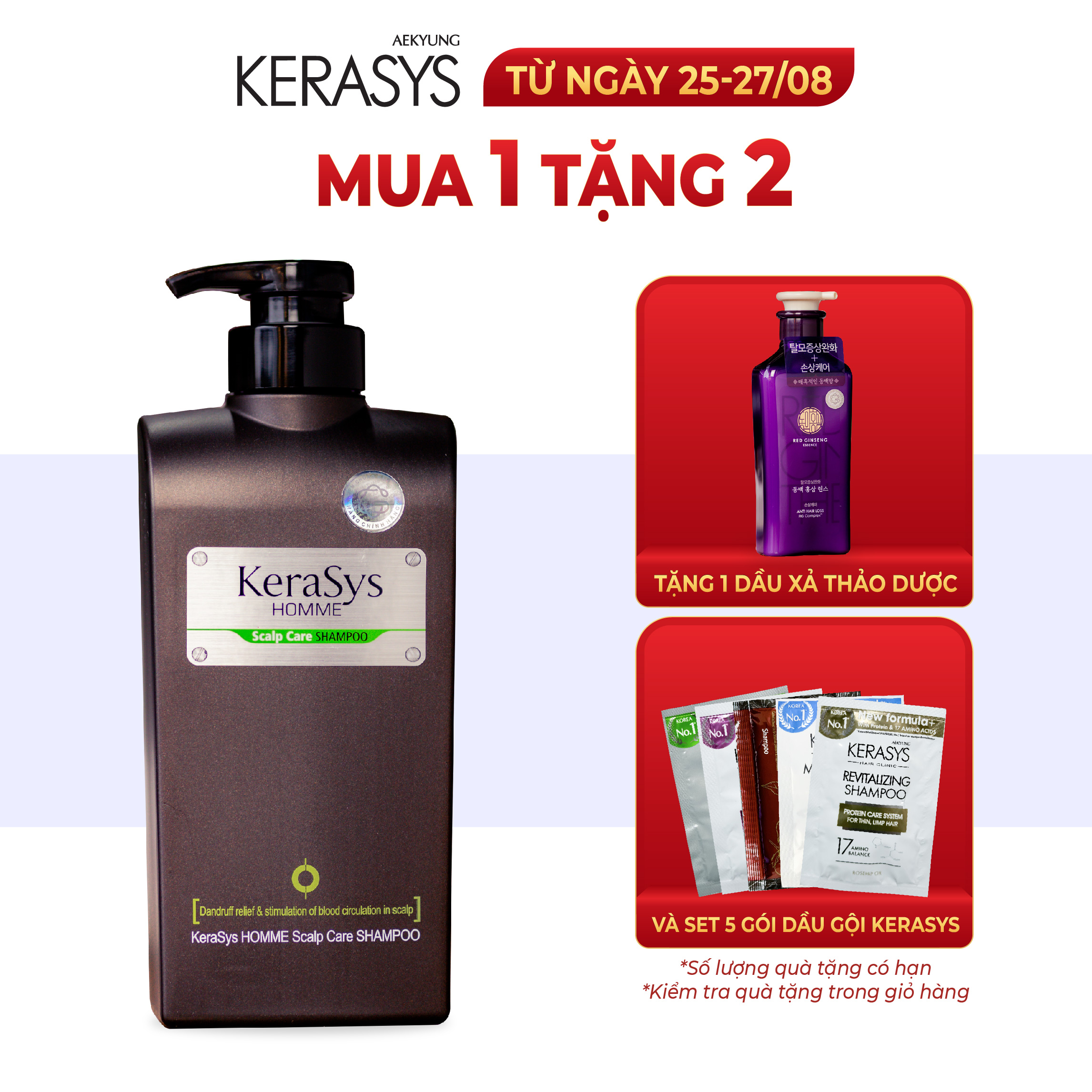 Dầu gội nam Kerasys Homme Scalp Care cao cấp Hàn Quốc chăm sóc da đầu, ngăn ngừa gàu 550ml