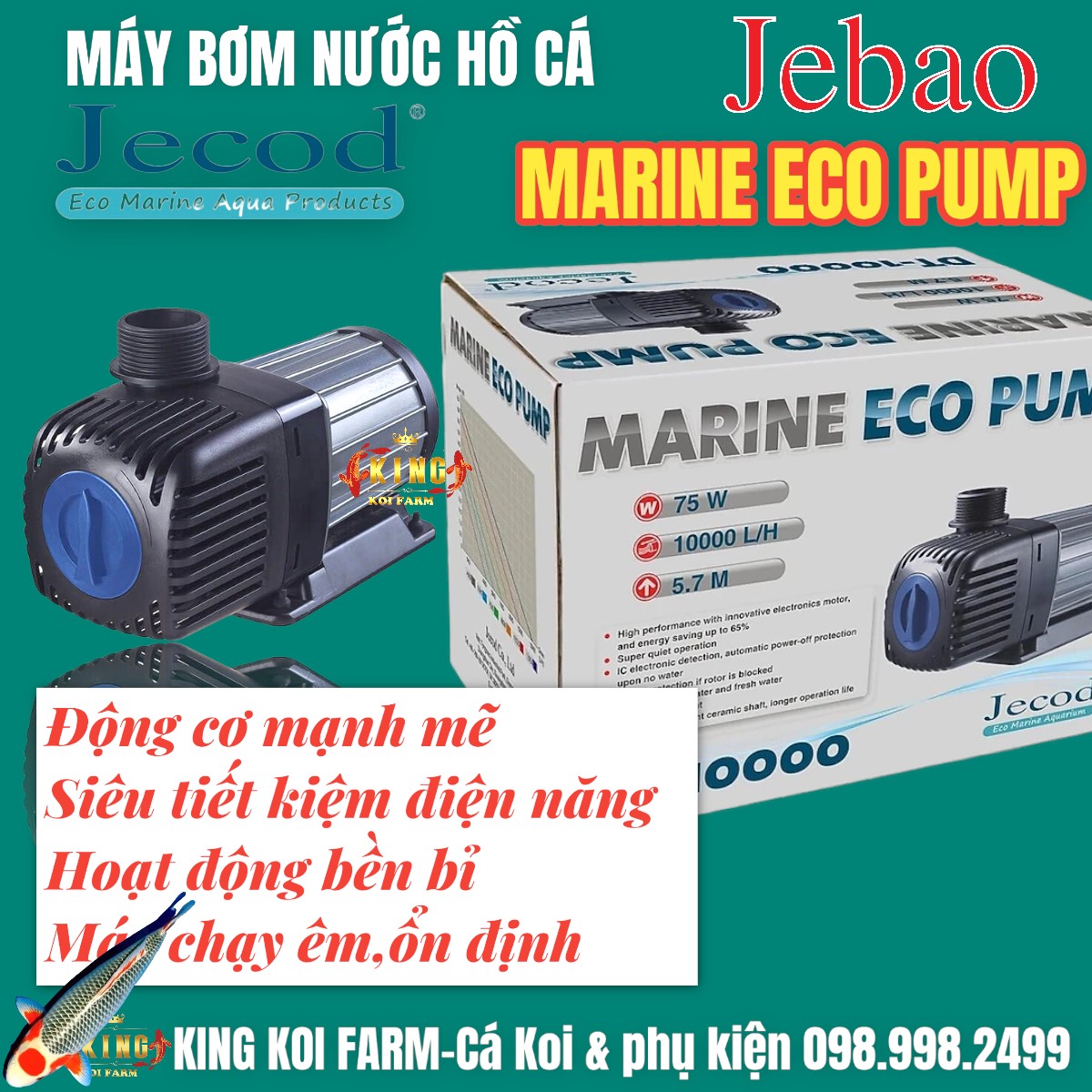 Máy bơm nước hồ cá jebao jecod dt 4000 - 5500 - 7000 - 8500 -10000 - 12000, jecod marine eco pump máy bơm nước chuyên dụng hồ cá koi cá cảnh