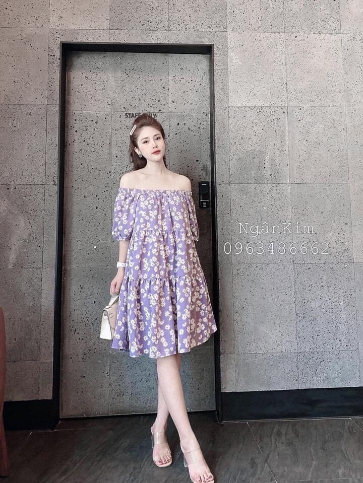 Đầm bầu hoa babydoll trễ vai xinh xắn TTSA0442