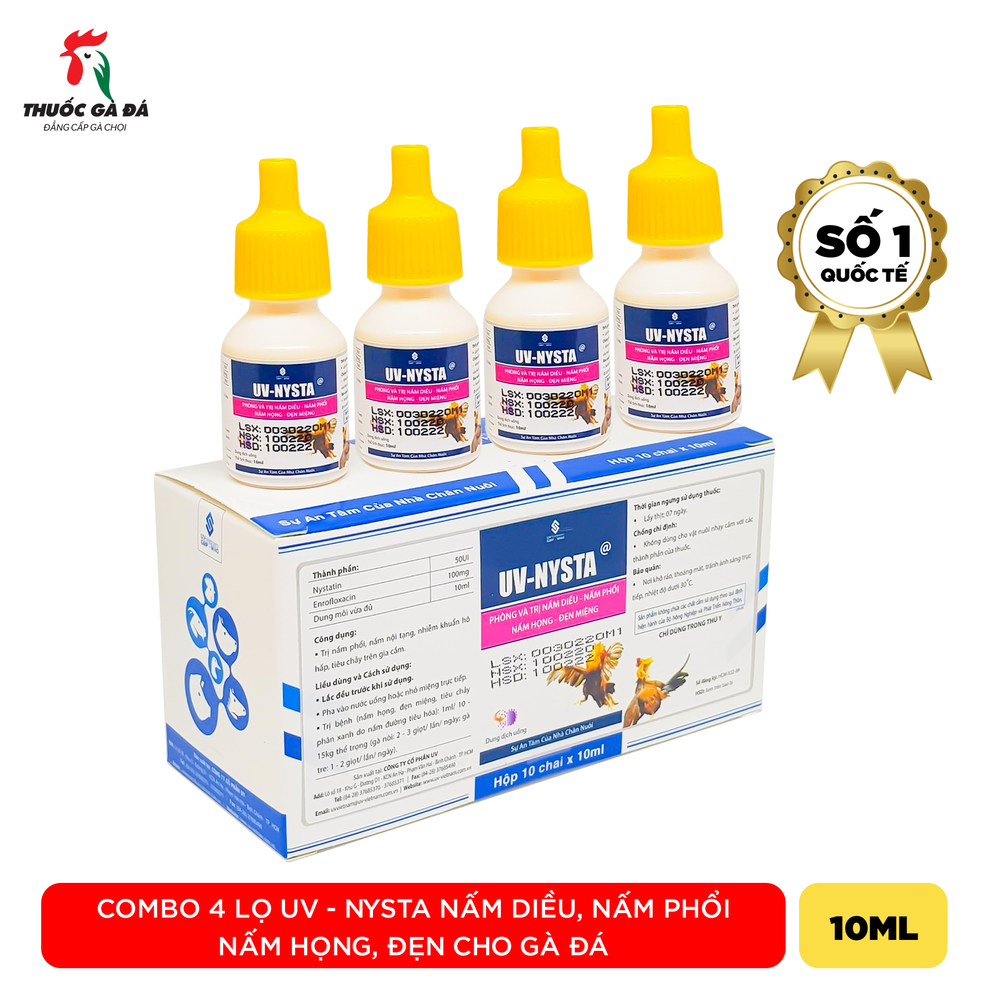 Uv-nysta nấm diều, nấm phổi, nấm họng, đẹn cho gà đá,