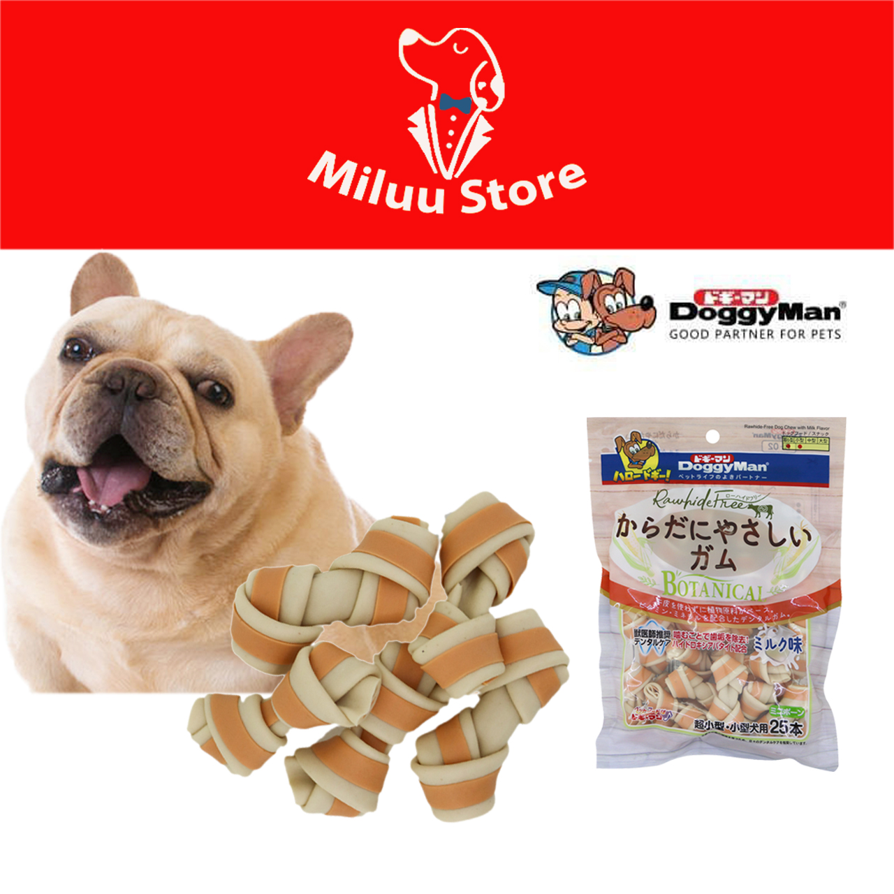 Xương nơ hương sữa loại 10 cây và 25 cây [THỨC ĂN CHO CHÓ] [DOGGY MAN]