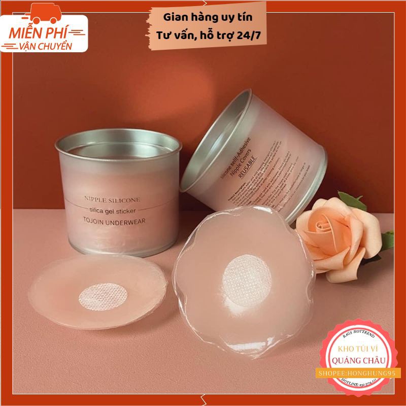Miếng dán đầu ti 🎁freeship🎁 miếng dán ngực tái sử dụng miếng dán nhũ hoa silicon tàng hình hộp 5 cặp