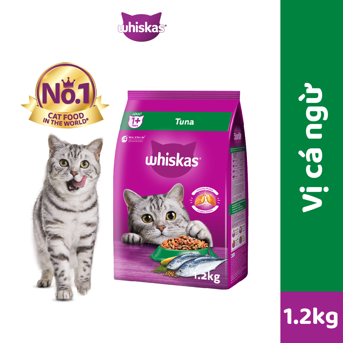 Thức ăn mèo Whiskas túi 1.2kg