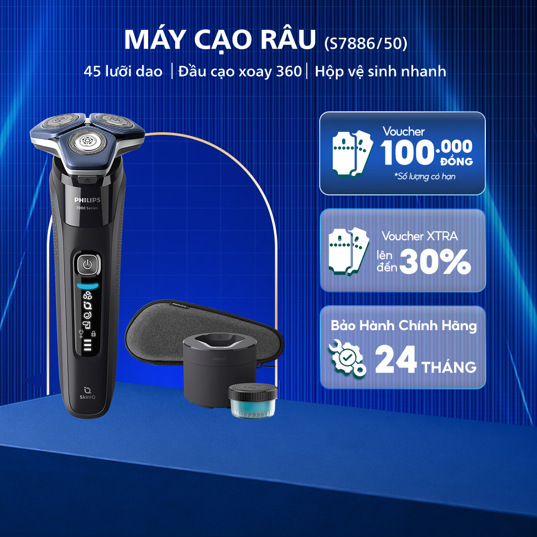 Philips S7886/50 Wet and Dry Shaver, Skinglide Nano Coating, Includes Cleaning Box, 5-Year Warranty