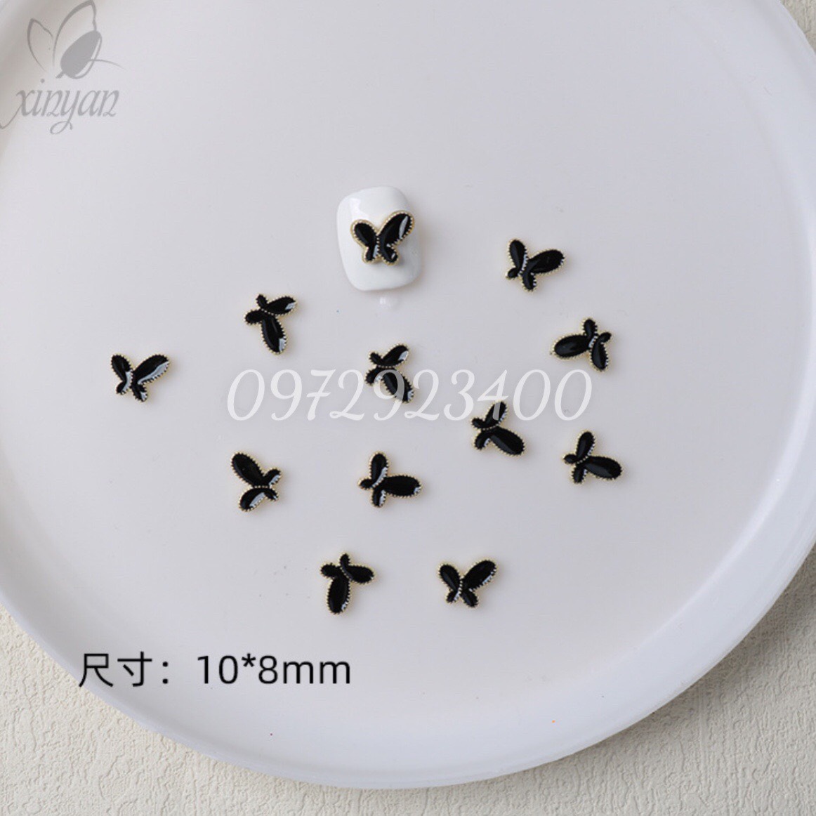 Charm bướm thép trang trí móng siêu hot - Charm đính móng hình bướm vàng - đen Hot trending màu Tết - TGN937