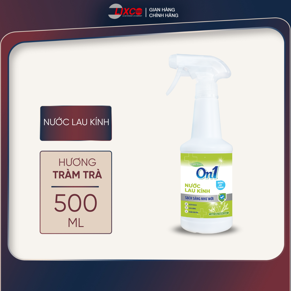 Nước lau kính On1 dung tích 500ml N6601, vệ sinh sạch bụi bẩn, cặn bám lâu ngày vách kính, gương nhà tắm, cửa sổ đa năng -  Lixco Việt Nam