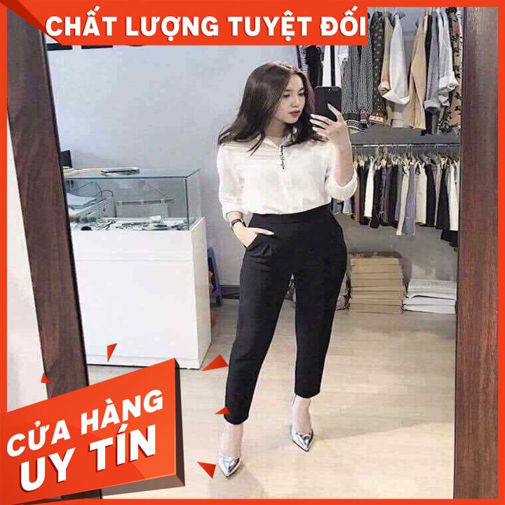 Quần tây nữ vải co giãn cạp chun lưng quần tây nữ