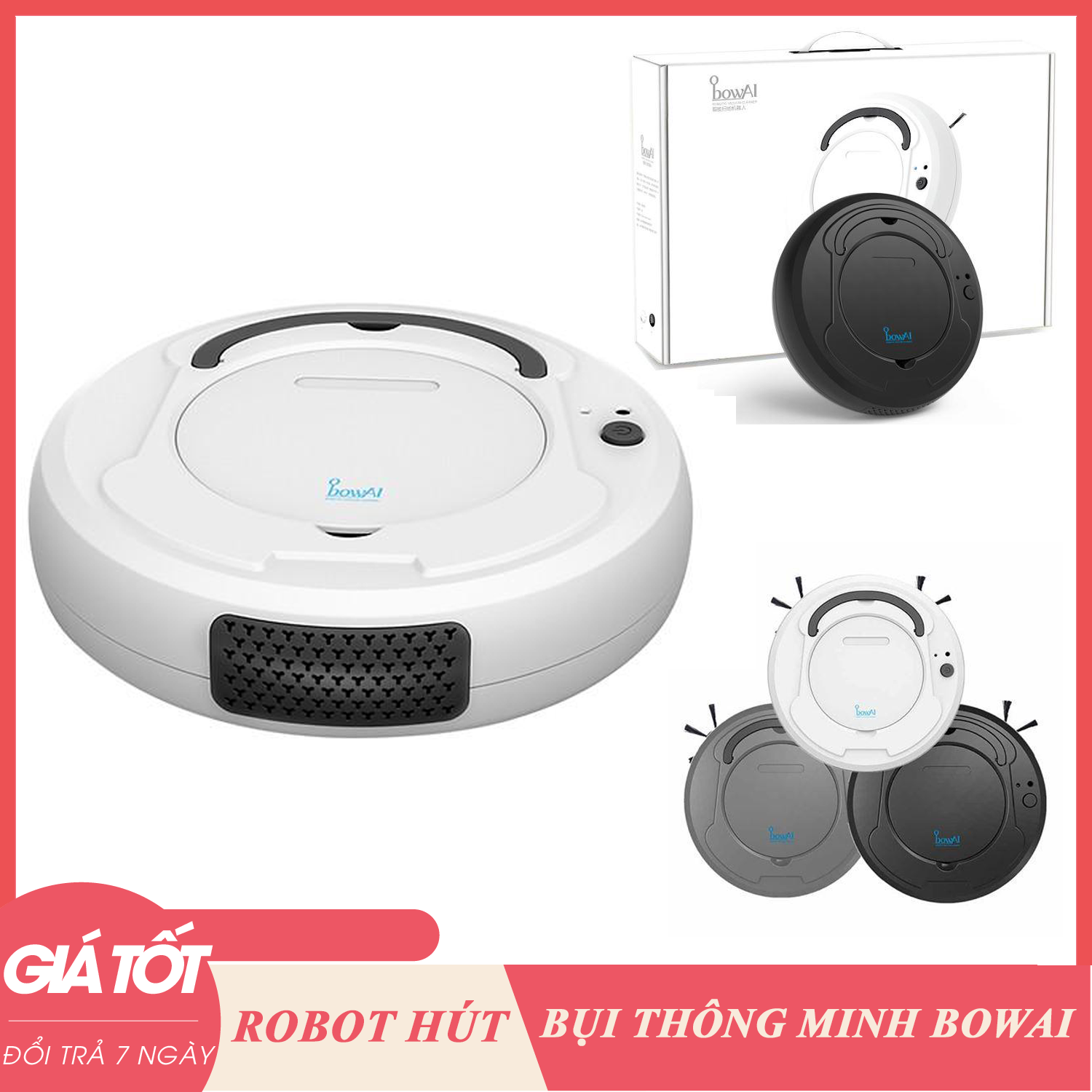 Robot hút bụi lau nhà thông minh BOWAI tự động ( Bảo Hành Đổi mới trong 7 ngày), robot hút bụi Bowai, robot lau nhà tốt, sạch- Máy hút bụi thông minh, Robot hút bụi lau nhà -BẢO HÀNH CHÍNH HÃNG